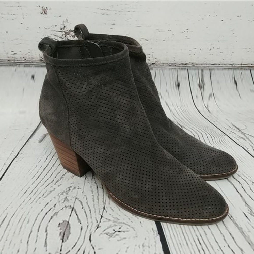 Dolce Vita Perforated Gray Suede Bootie‎